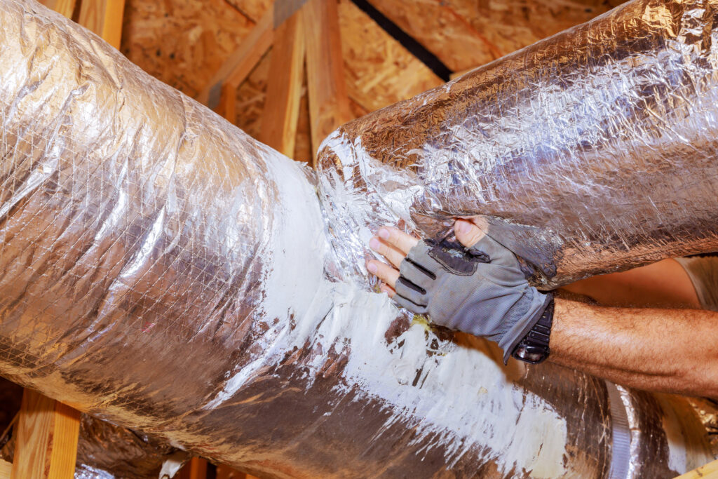 Ductwork sealing a leak